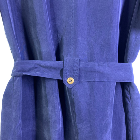 ALICE BY TEMPERLY Navy Blue Alva Silk Mini Shirt Dress - Picture 11 of 16